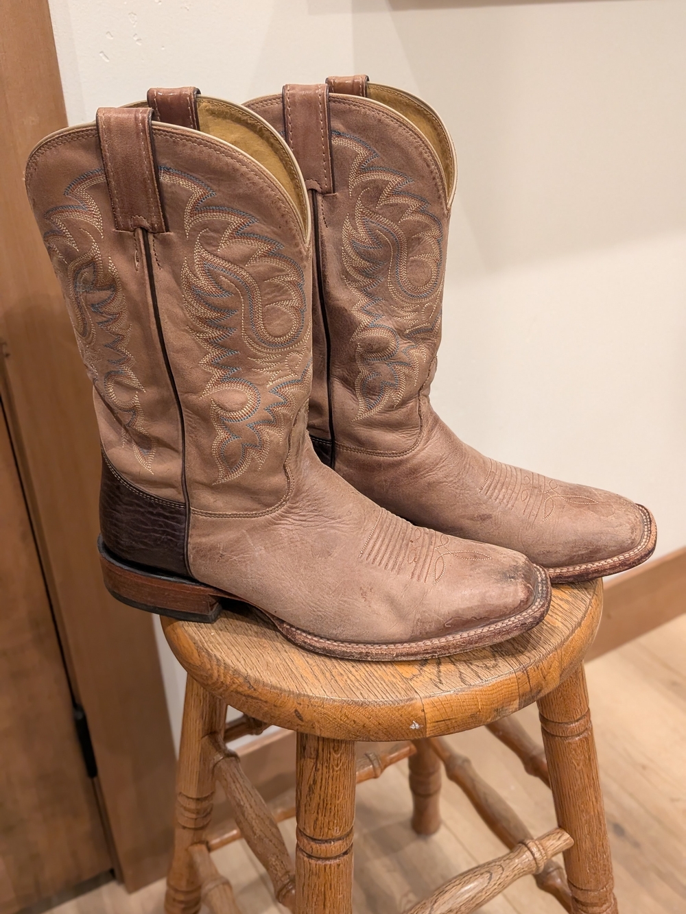 Nocona Men's 10D Square Toe Brown Leather Western Cowboy Boots